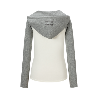 13DE MARZO Raglan Sleeve Hooded Long Sleeve Grey