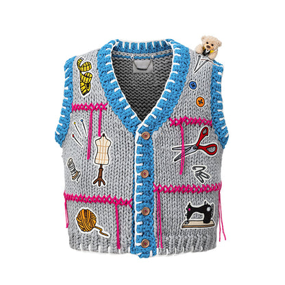 13DE MARZO Tailor Bear Tools Knit Vest Grey