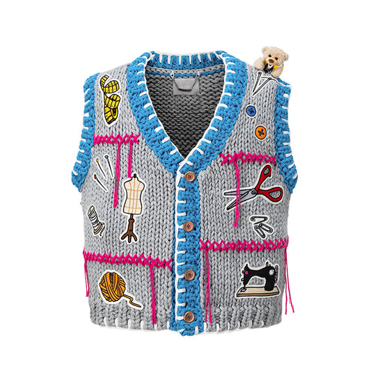 13DE MARZO Tailor Bear Tools Knit Vest Grey