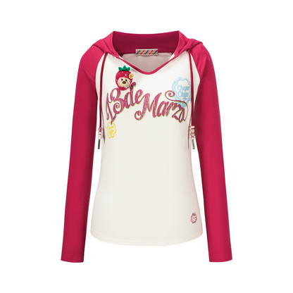 13DE MARZO Raglan Sleeve Hooded Long Sleeve Red