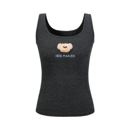 13DE MARZO Bear Basic Tank Dark Grey