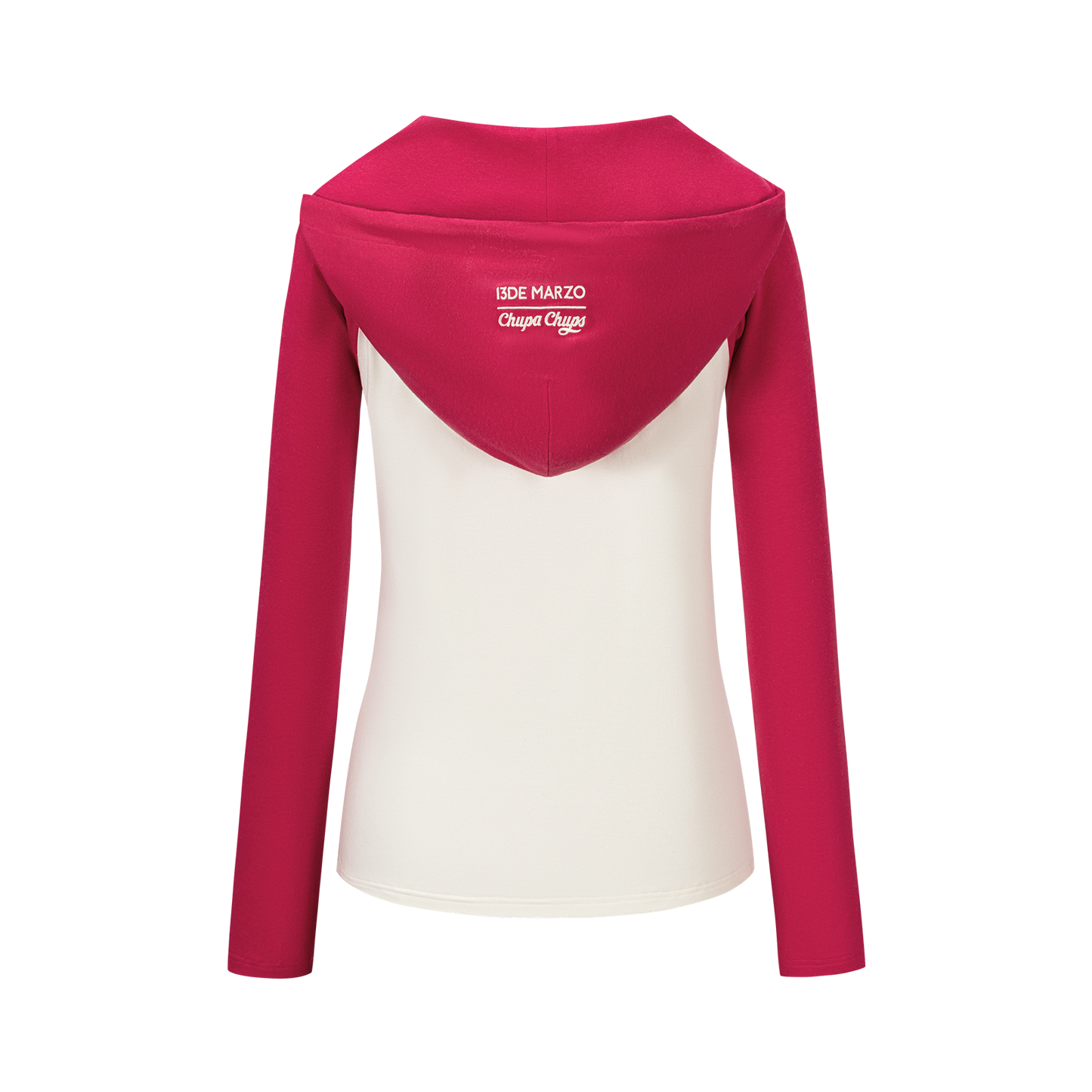 13DE MARZO Raglan Sleeve Hooded Long Sleeve Red