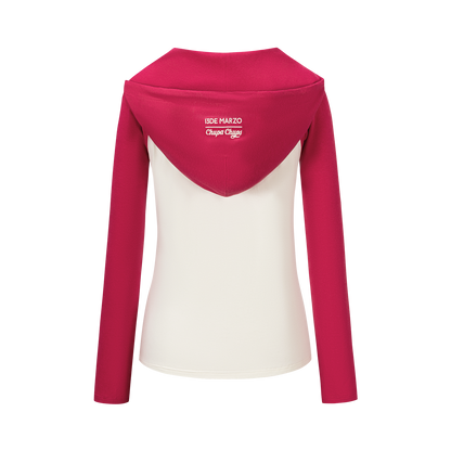 13DE MARZO Raglan Sleeve Hooded Long Sleeve Red