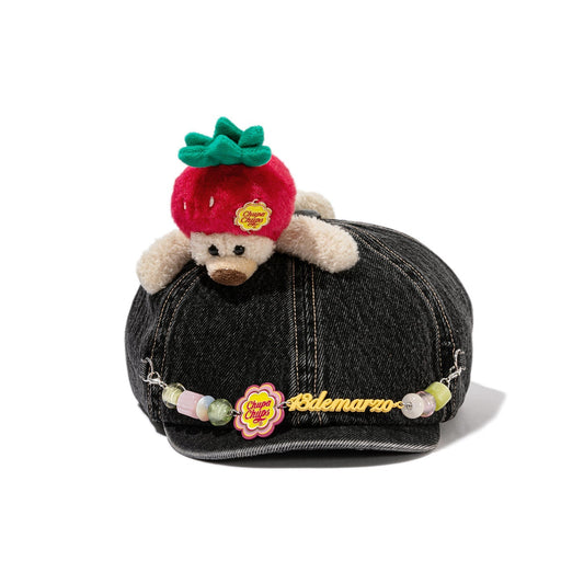 13DE MARZO Chain Detail Beret Black