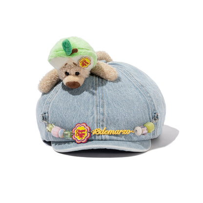 13DE MARZO Chain Detail Beret Blue