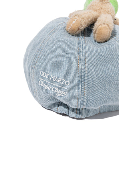 13DE MARZO Chain Detail Beret Blue