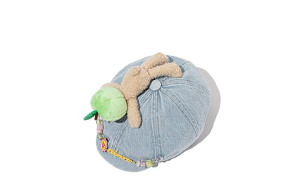 13DE MARZO Chain Detail Beret Blue