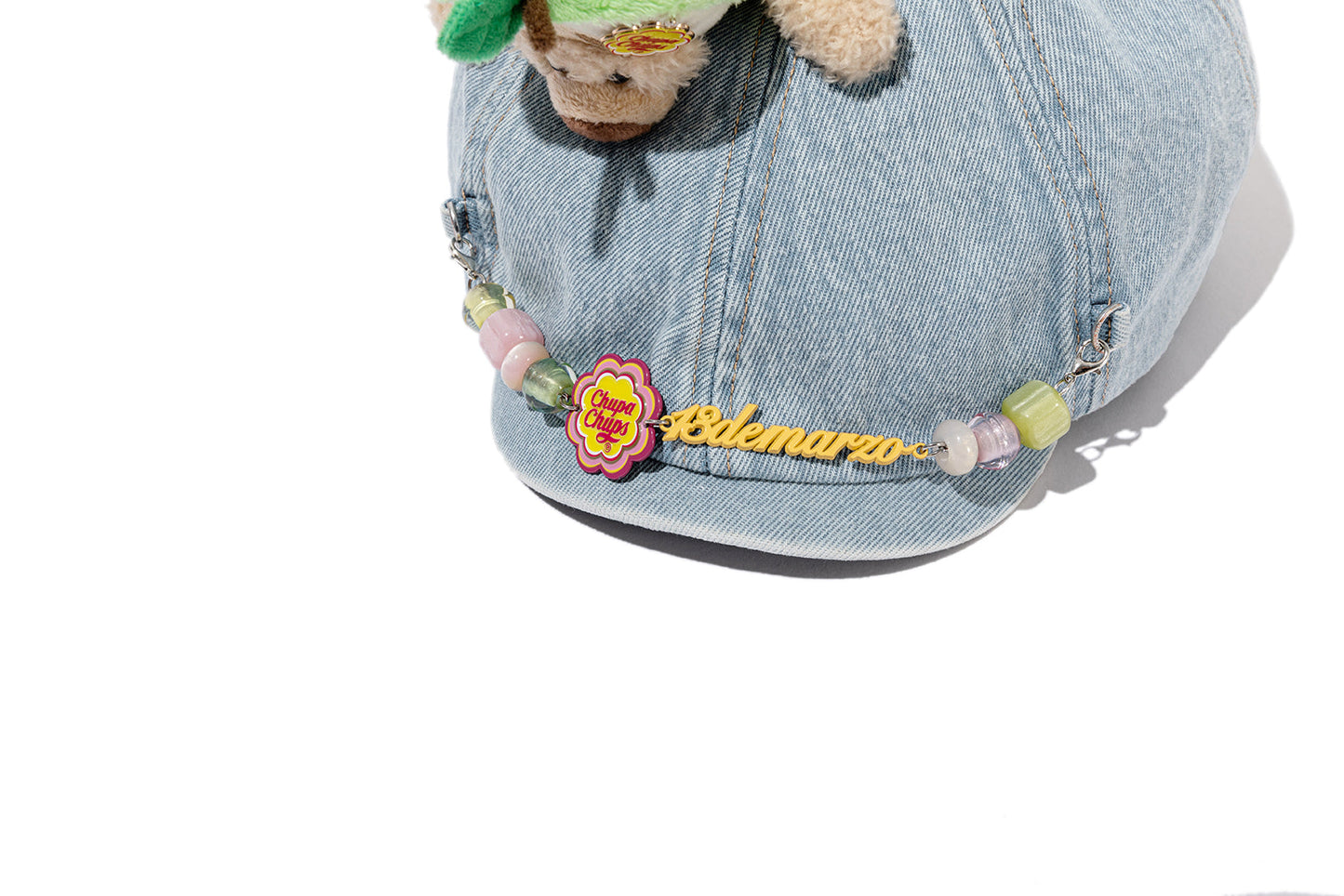 13DE MARZO Chain Detail Beret Blue