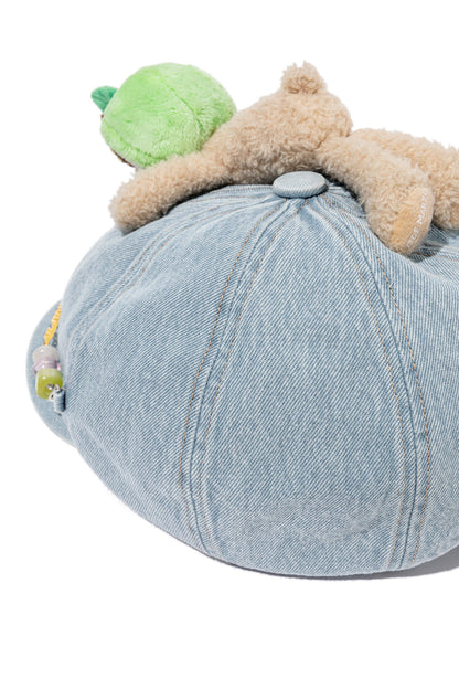 13DE MARZO Chain Detail Beret Blue