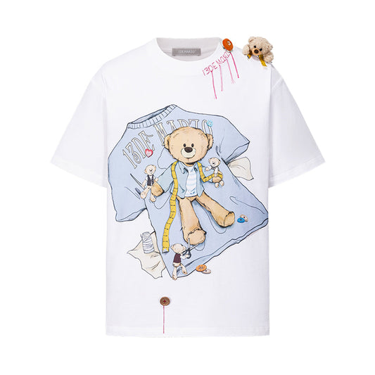 13DE MARZO Tailor Bear Printing T-shirt White