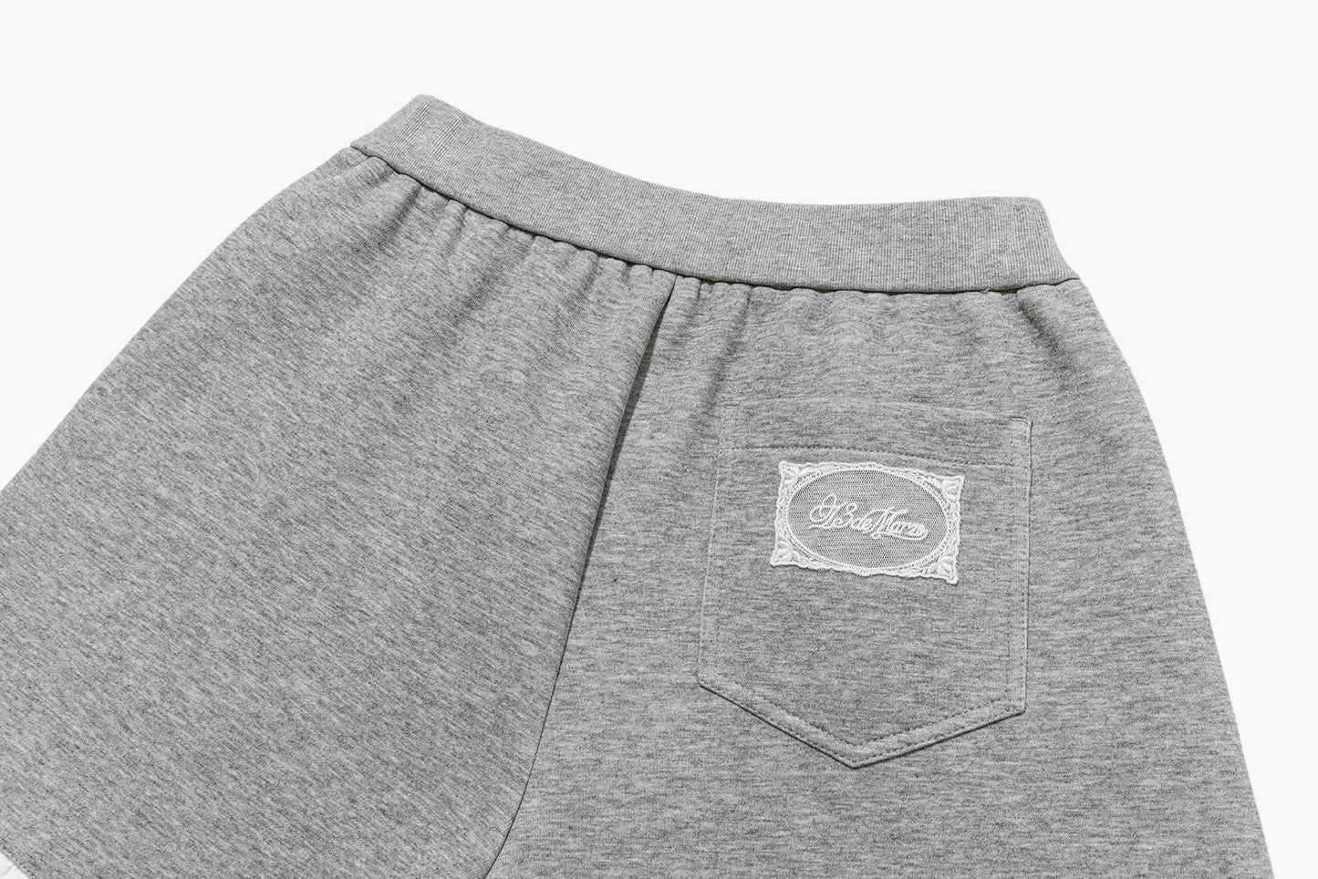 13DE MARZO Lace Trim Crop Sweatpants Grey