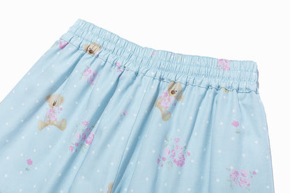 13DE MARZO All-Over Floral Print Loose Pants Blue