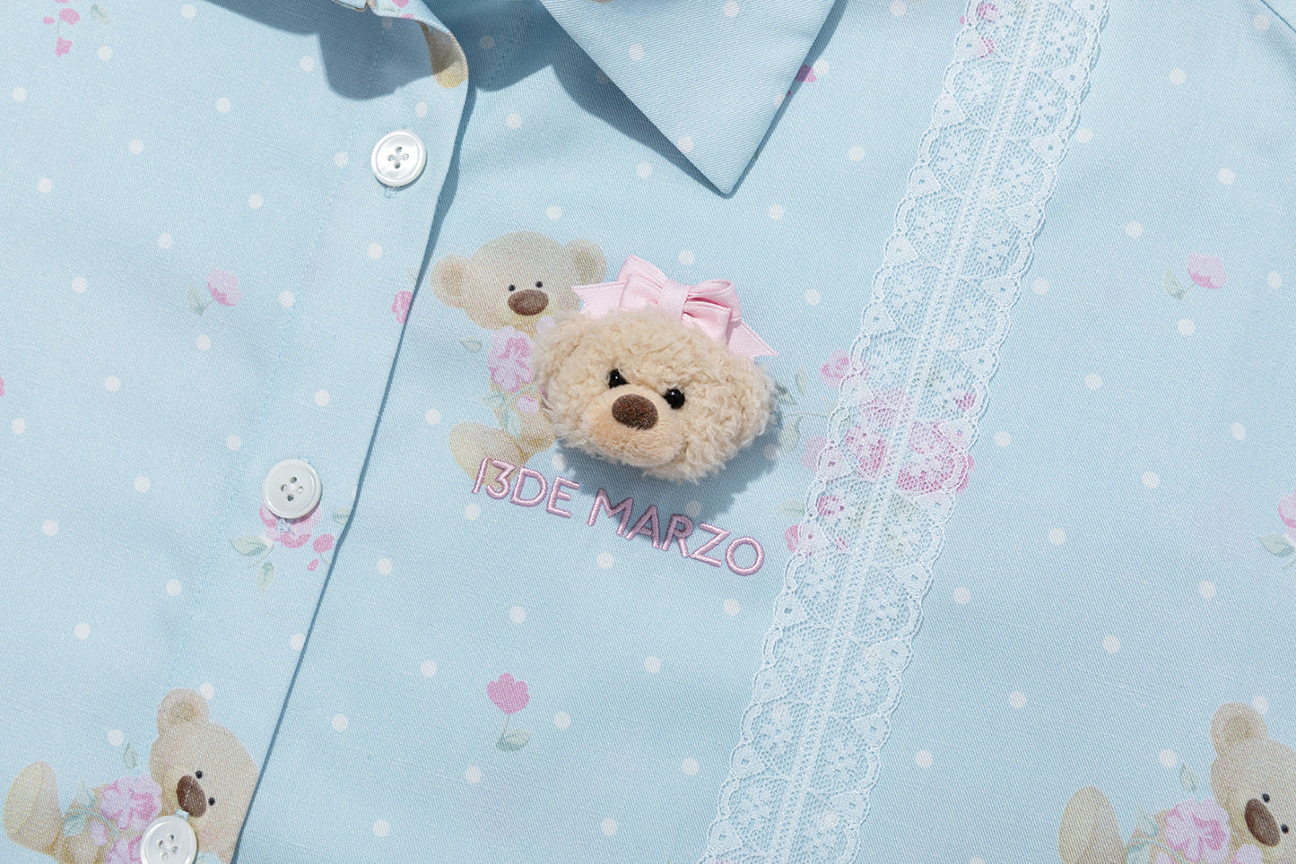 13DE MARZO All-Over Floral Print Shirt Blue