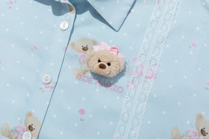 13DE MARZO All-Over Floral Print Shirt Blue