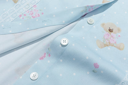 13DE MARZO All-Over Floral Print Shirt Blue