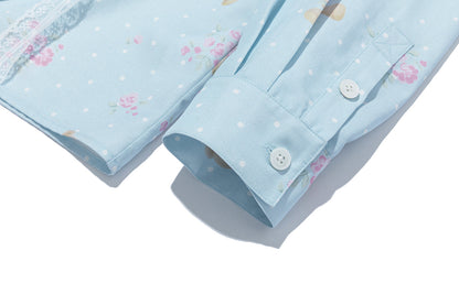 13DE MARZO All-Over Floral Print Shirt Blue