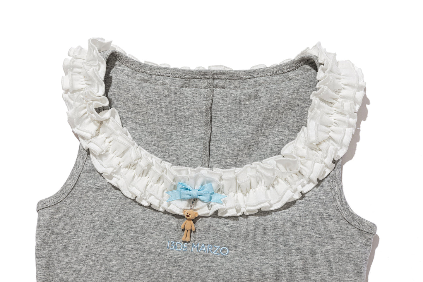 13DE MARZO Ruffle Collar Camisole Grey
