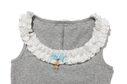 13DE MARZO Ruffle Collar Camisole Grey