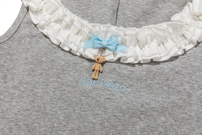 13DE MARZO Ruffle Collar Camisole Grey