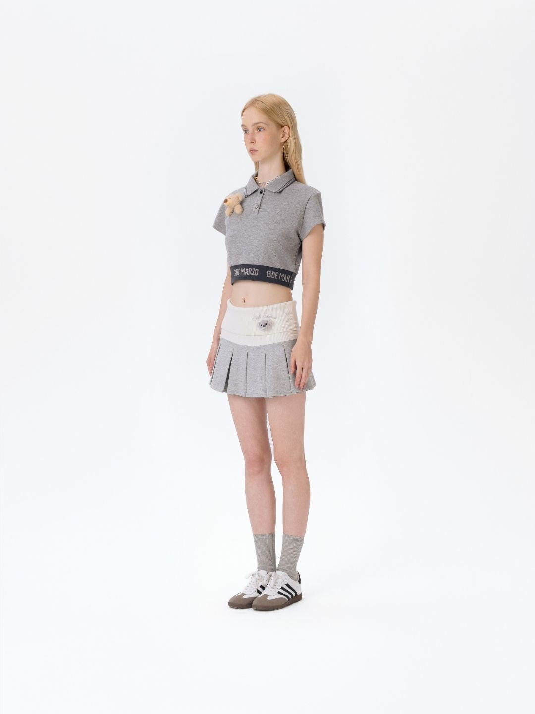 13DE MARZO Bear Head Upper Skirt Grey
