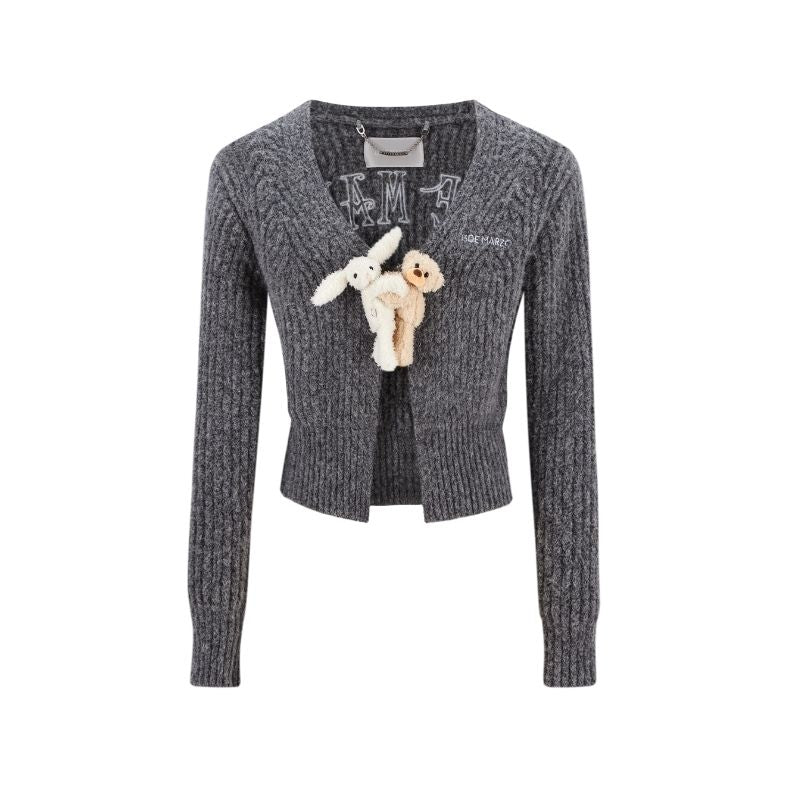 13DE MARZO Doozoo Cuddle Button Cardigan Dark Grey