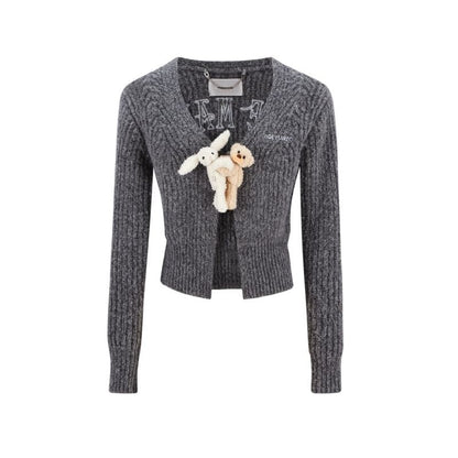 13DE MARZO Doozoo Cuddle Button Cardigan Dark Grey