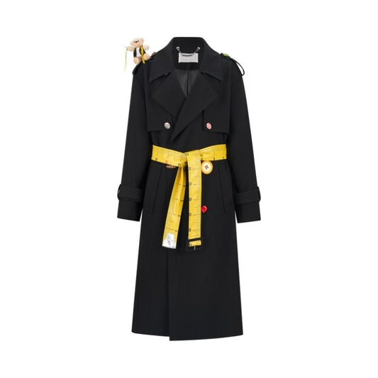 13DE MARZO Tailor Bear Ruler Trench Coat Black