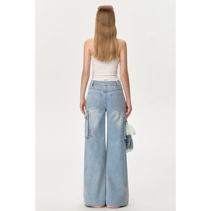 13DE MARZO Doozoo Costume Wide-Legged Flared Jeans Blue