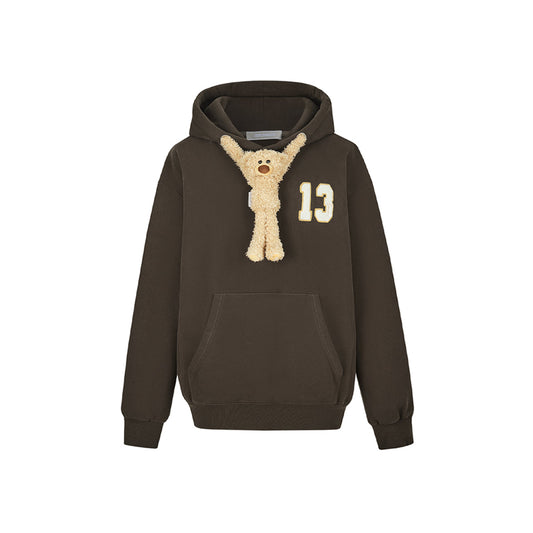 13DE MARZO Doozoo Bear Adjustable String Hoodie Brown