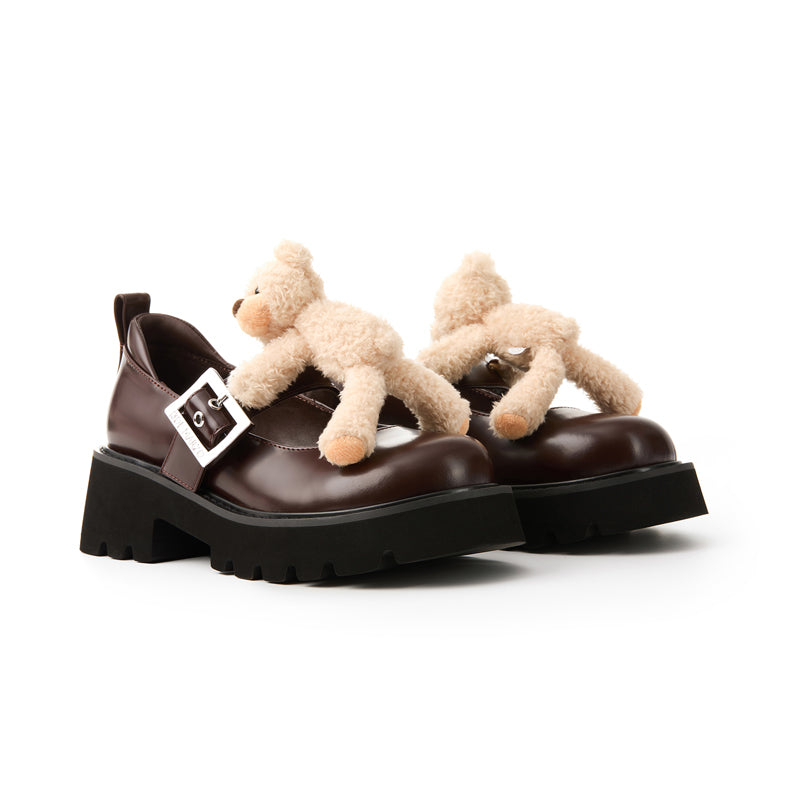 13DE MARZO Bear Mary Jane Shoes Brown