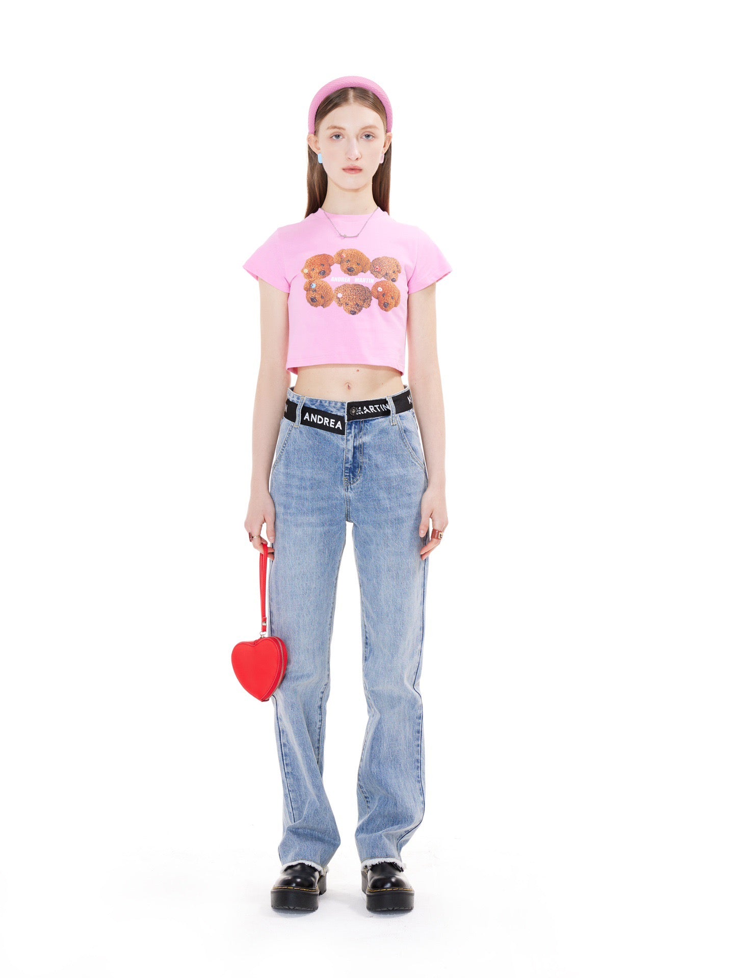 Andrea Martin Candy Puppy Crop Tee