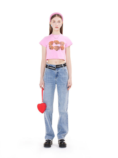 Andrea Martin Candy Puppy Crop Tee