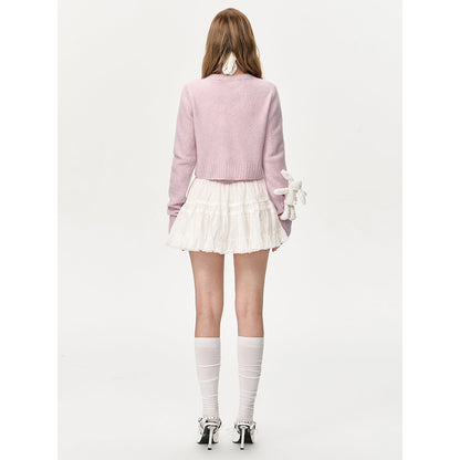 13DE MARZO Doozoo Arm Short Knit Cardigan Pink