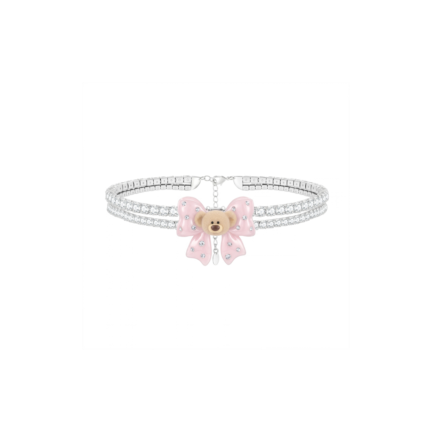 13DE MARZO Mini Bear Bow Choker Pink