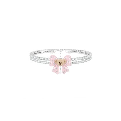 13DE MARZO Mini Bear Bow Choker Pink