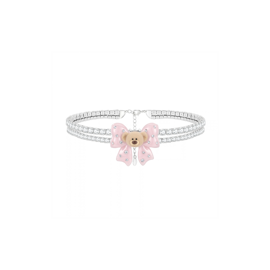 13DE MARZO Mini Bear Bow Choker Pink