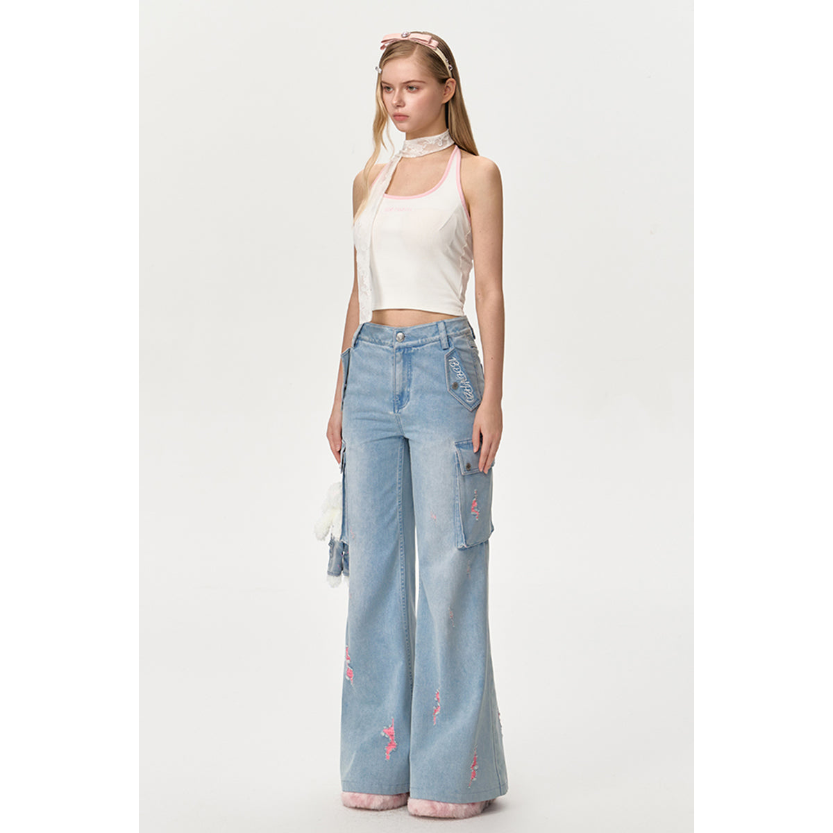 13DE MARZO Doozoo Costume Wide-Legged Flared Jeans Blue