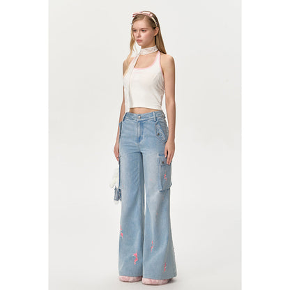 13DE MARZO Doozoo Costume Wide-Legged Flared Jeans Blue