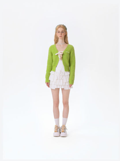 13DE MARZO Doozoo Cuddle Button Cardigan Green