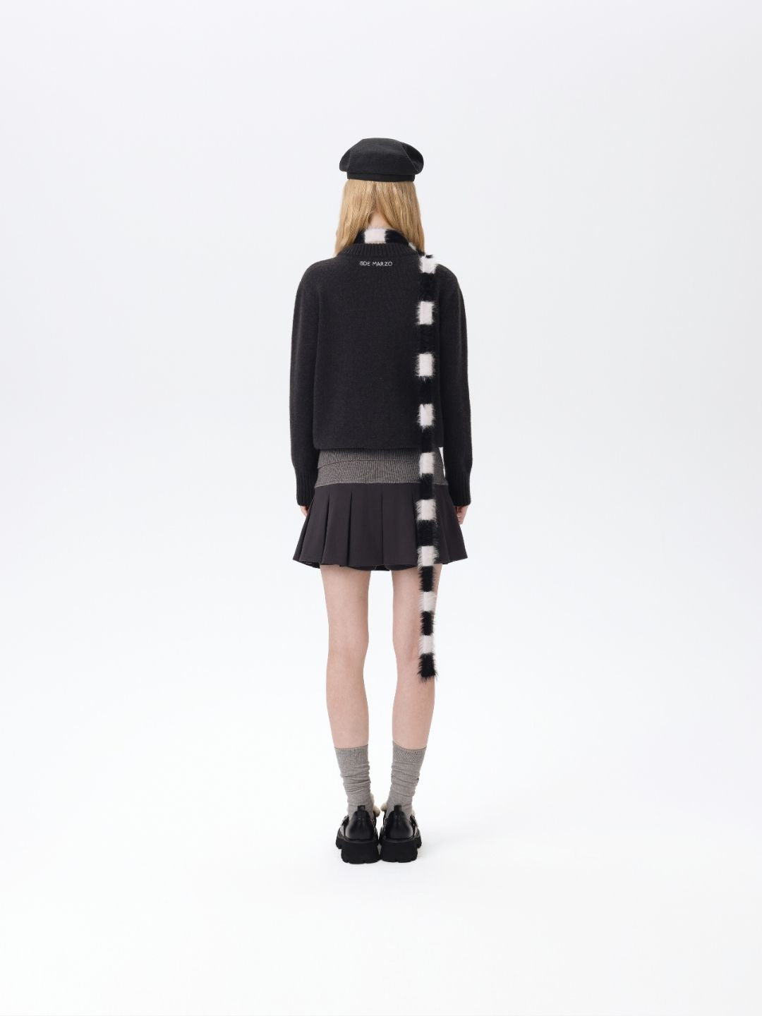 13DE MARZO Bear Head Upper Skirt Dark Grey