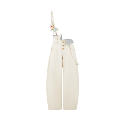 13DE MARZO Detachable Clown Bear Overall Beige
