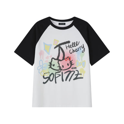 Sofitte Hello Kitty Graffiti Color Blocked Tee White