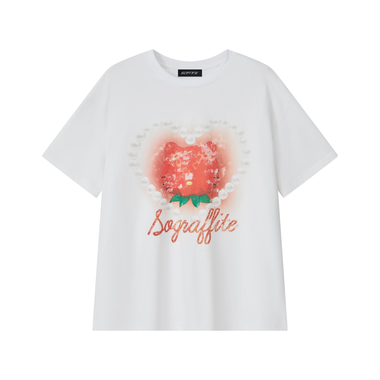 Sofitte Strawberry Pearl Printed Tee White