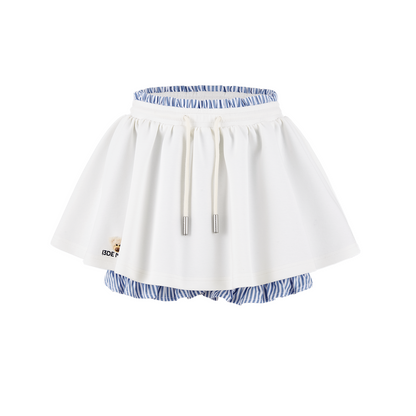 13DE MARZO Lines Bear Skirt White