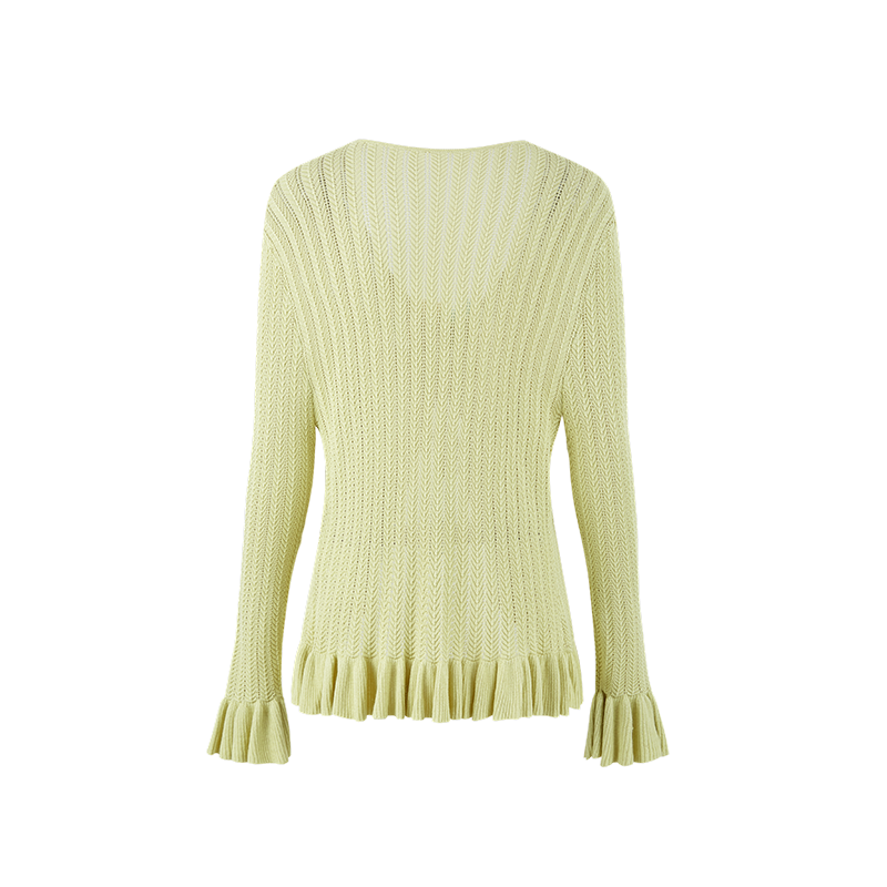 13DE MARZO Floral Lines Hollow Cardigan Green