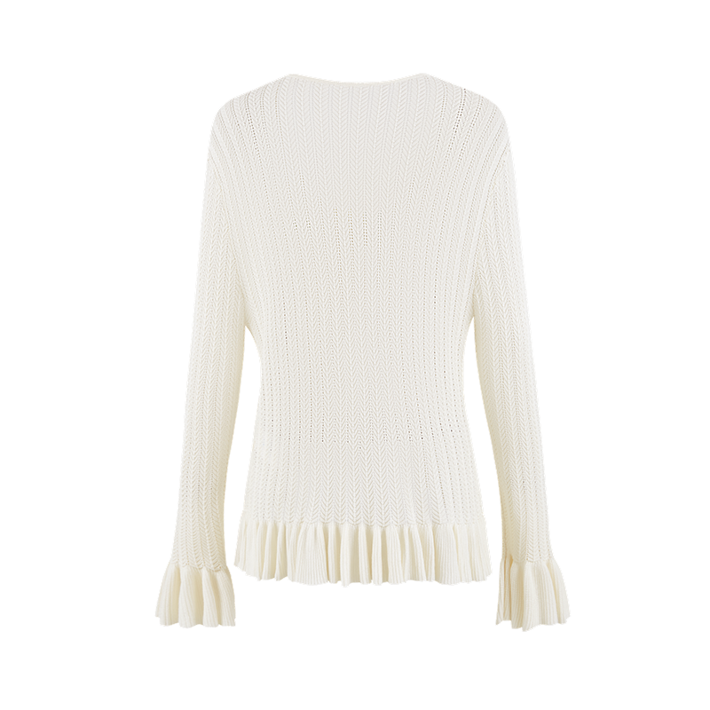 13DE MARZO Floral Lines Hollow Cardigan Beige