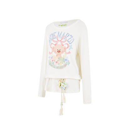 13DE MARZO Floral Bear Tee White