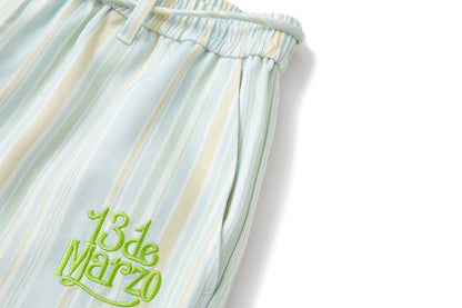 13DE MARZO Floral Lines Trousers Green