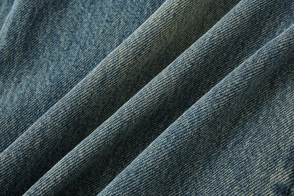13DE MARZO Ripped Check Wide-Leg Trousers Blue