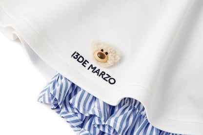 13DE MARZO Lines Bear Skirt White
